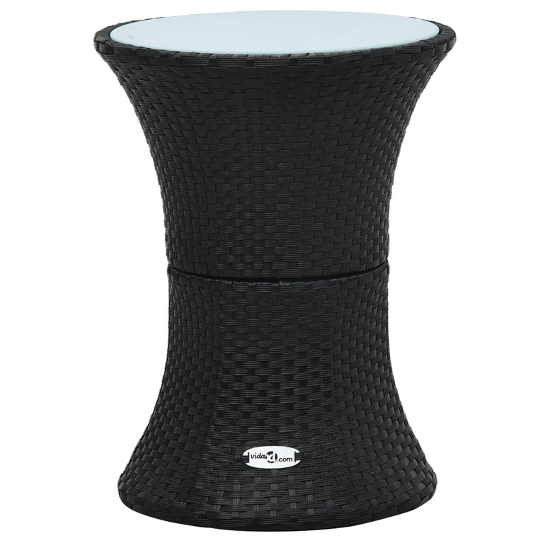 Tuinbijzettafel trommelvormig poly rattan zwart