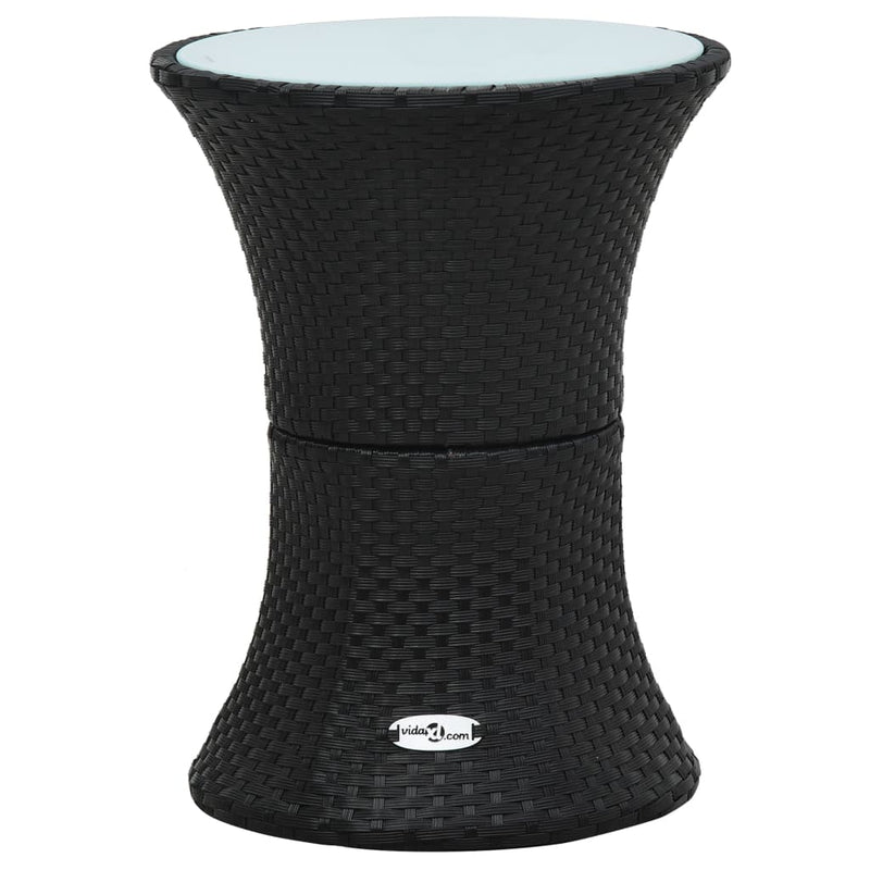Tuinbijzettafel trommelvormig poly rattan zwart