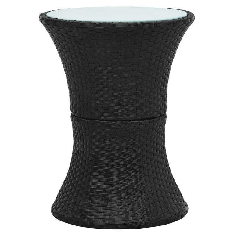 Tuinbijzettafel trommelvormig poly rattan zwart