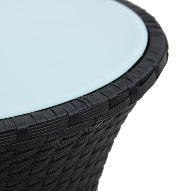 Tuinbijzettafel trommelvormig poly rattan zwart