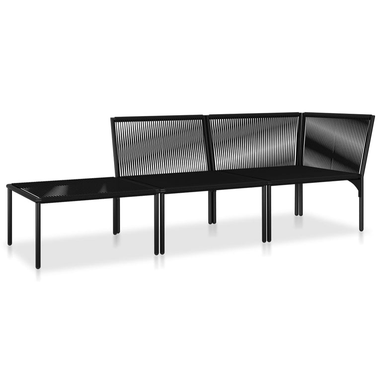 3-delige Loungeset met kussens PVC zwart
