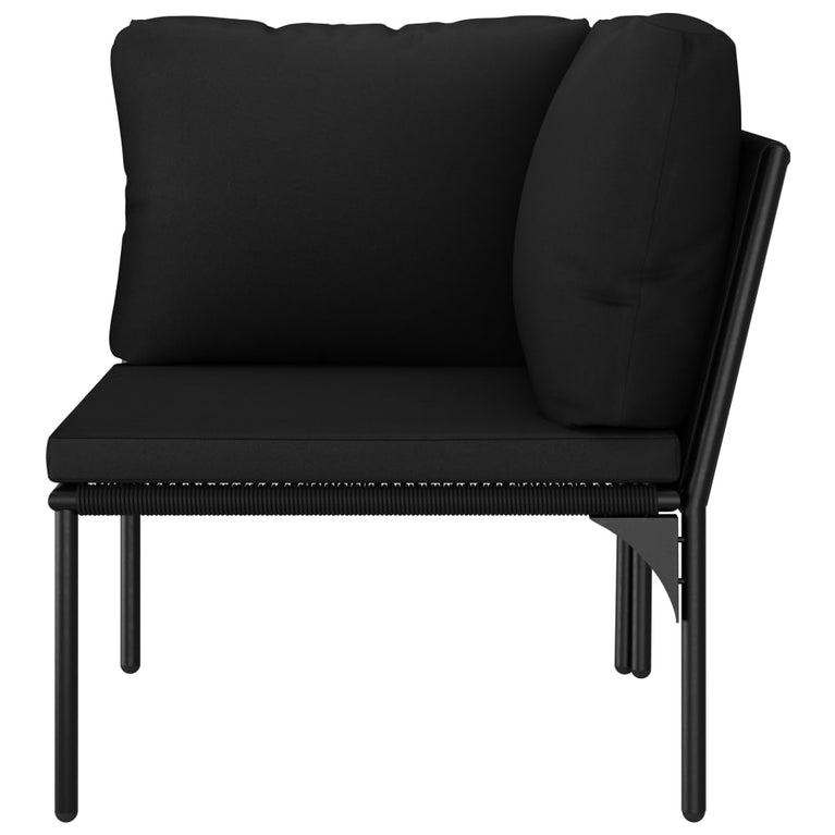 3-delige Loungeset met kussens PVC zwart