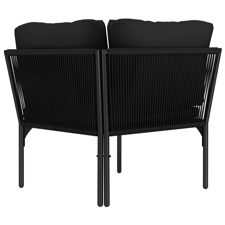 3-delige Loungeset met kussens PVC zwart
