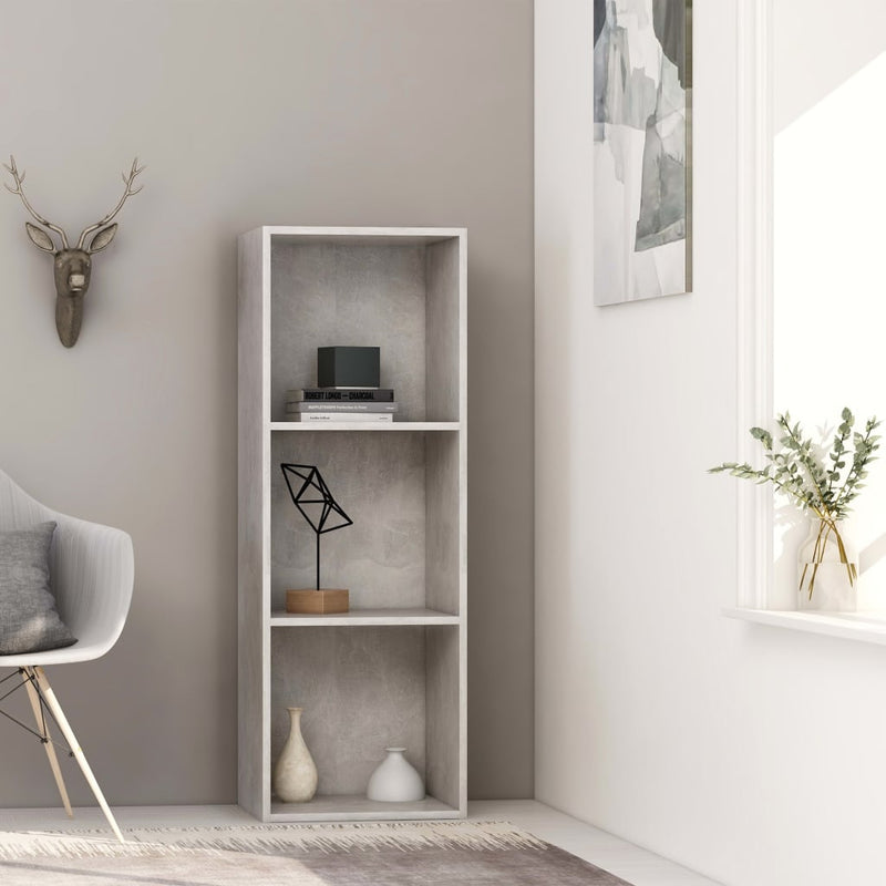 Boekenkast met 3 schappen 40x30x114 cm spaanplaat betongrijs