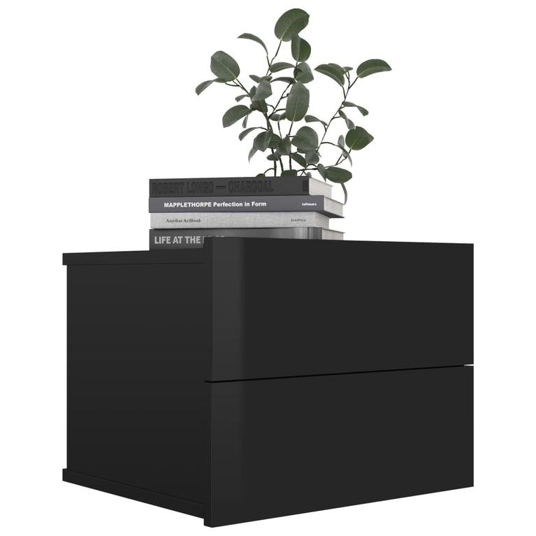 Nachtkastjes 2 st 40x30x30 cm spaanplaat hoogglans zwart