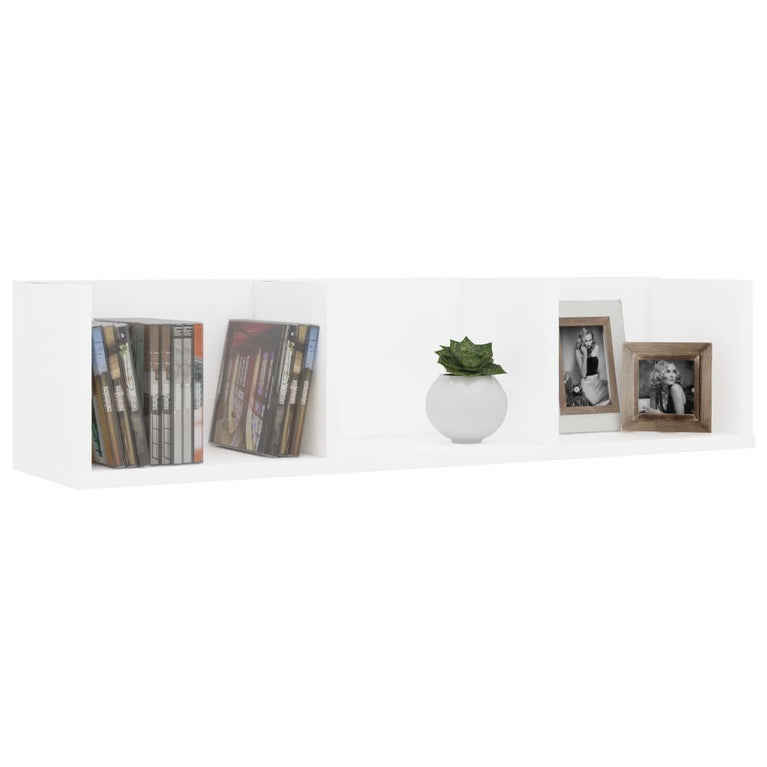 Cd-wandschap 75x18x18 cm bewerkt hout wit