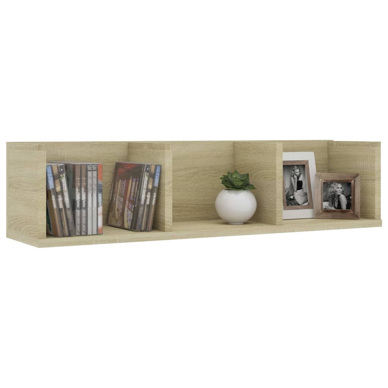 Cd-wandschap 75x18x18 cm bewerkt hout sonoma eikenkleurig