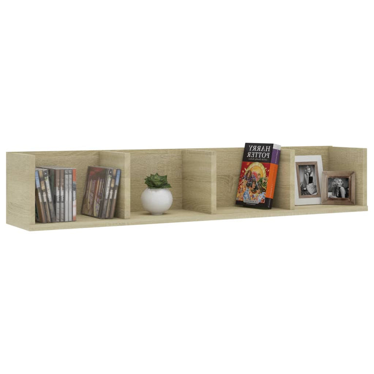 Cd-wandschap 100x18x18 cm bewerkt hout sonoma eikenkleurig