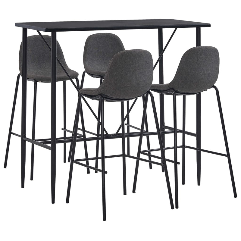 5-delige Barset stof donkergrijs