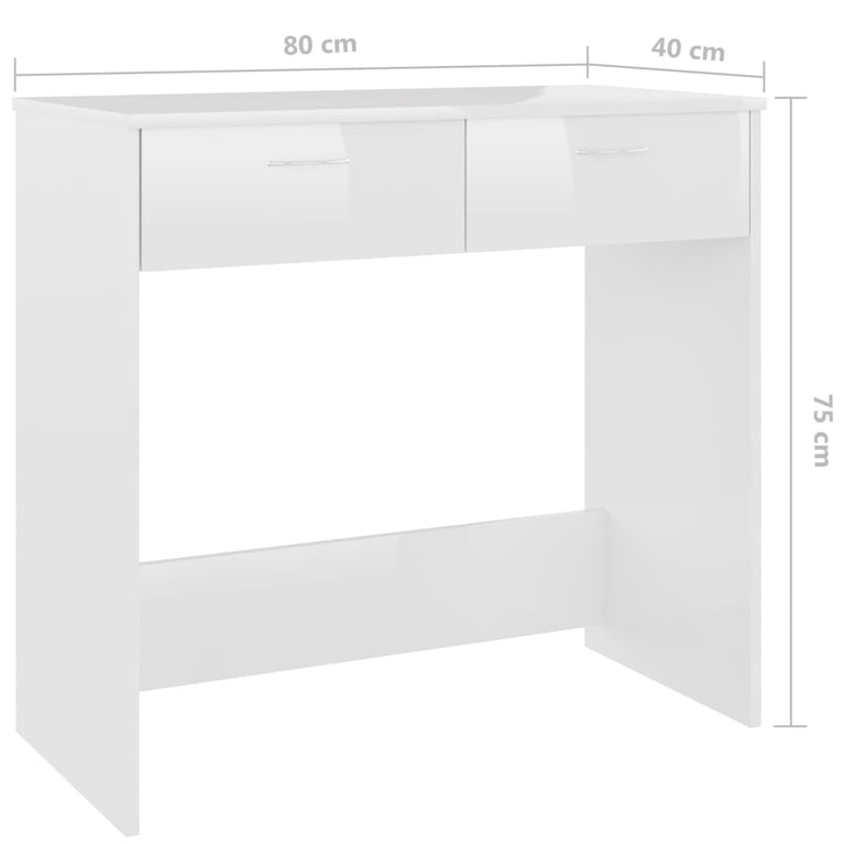 Bureau 80x40x75 cm bewerkt hout hoogglans wit