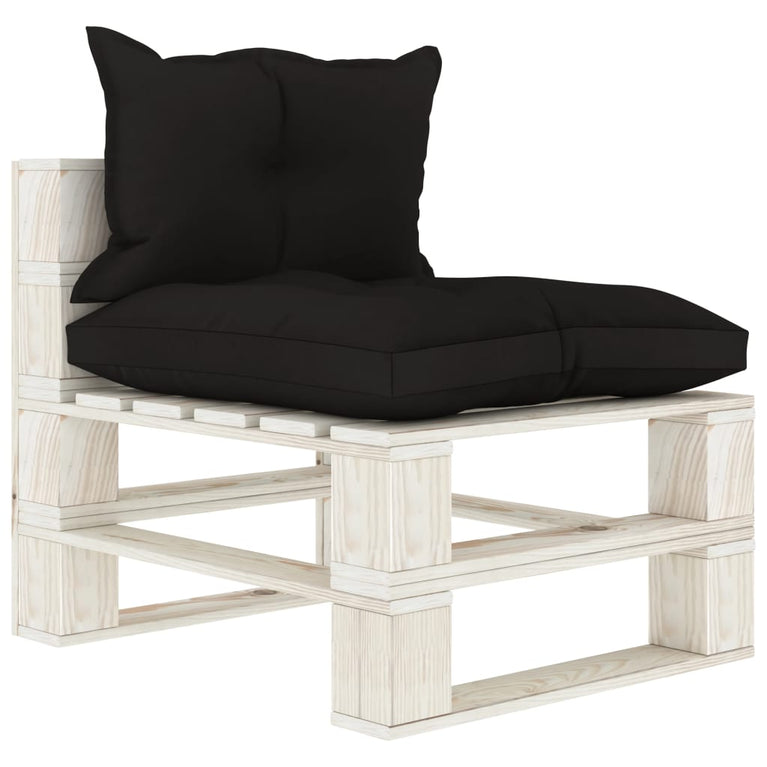 6-delige Loungeset met zwarte kussens pallet hout