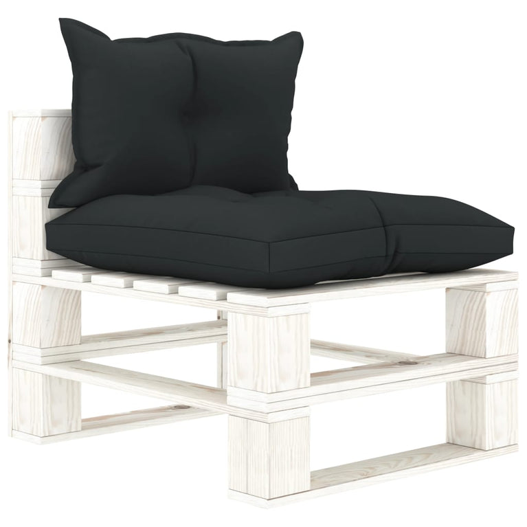 8-delige Loungeset met antracietkleurige kussens pallet hout