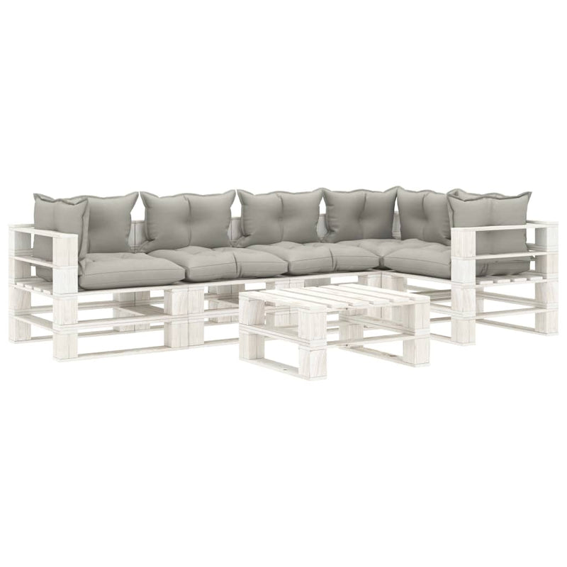 6-delige Loungeset met taupe kussens pallet hout