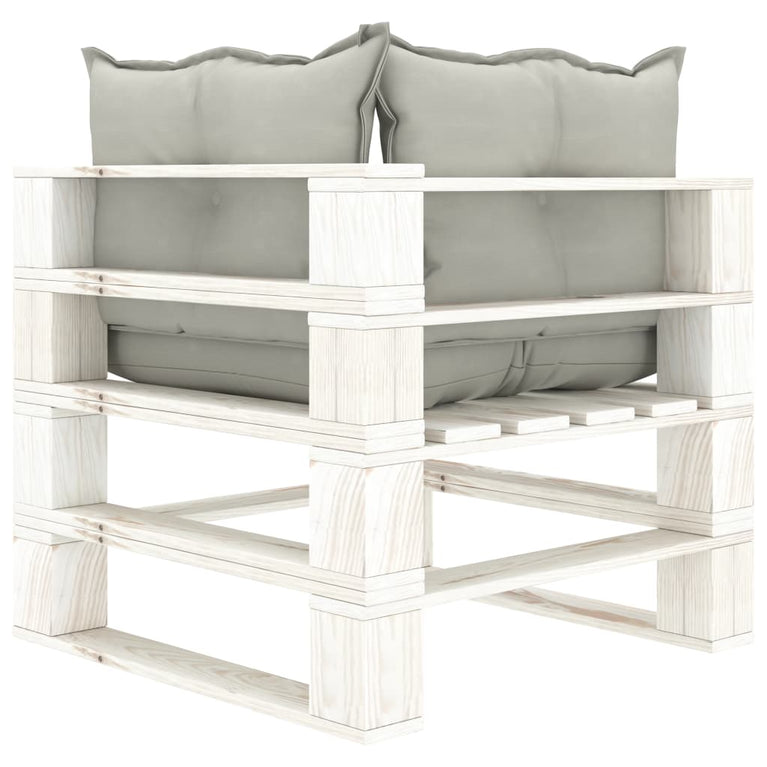 6-delige Loungeset met taupe kussens pallet hout
