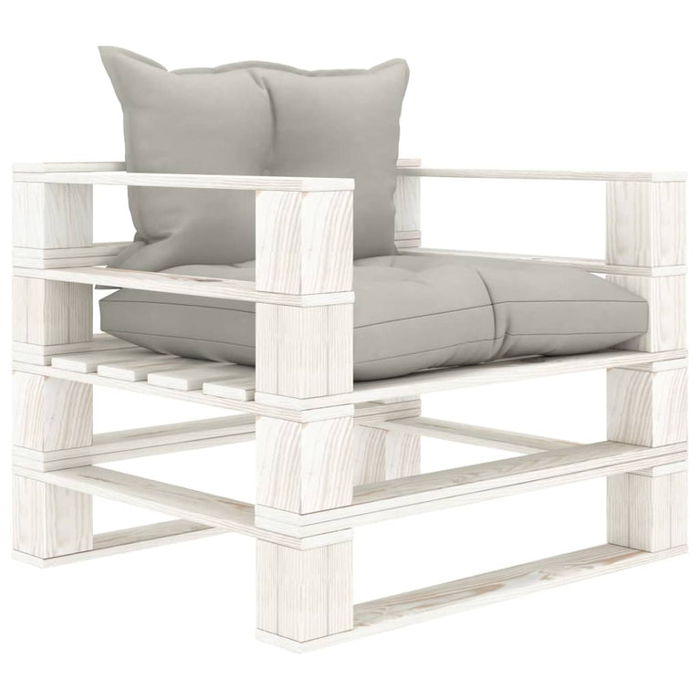 7-delige Loungeset met taupe kussens pallet hout