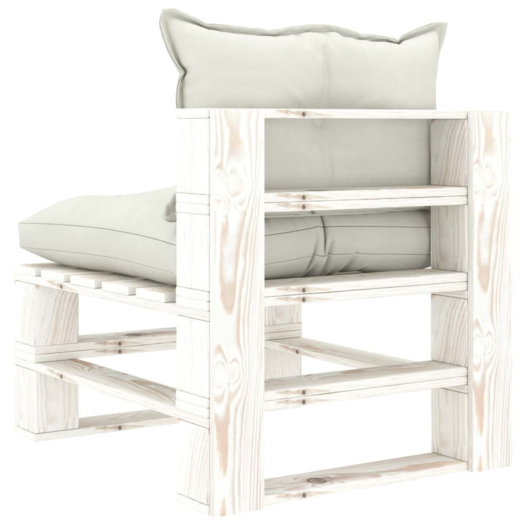 7-delige Loungeset met beige kussens pallet hout
