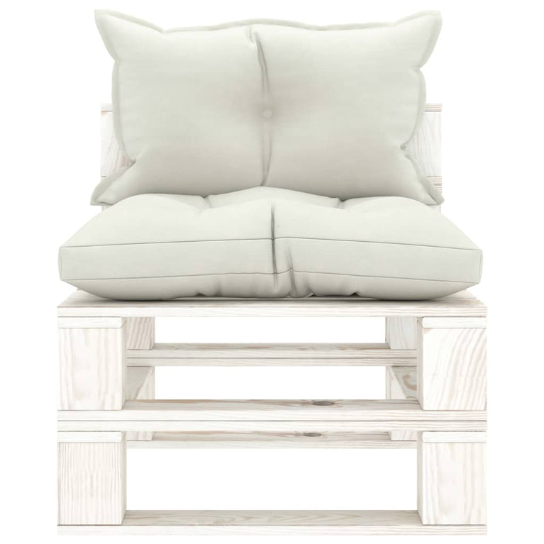 7-delige Loungeset met beige kussens pallet hout