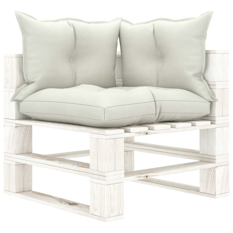 7-delige Loungeset met beige kussens pallet hout
