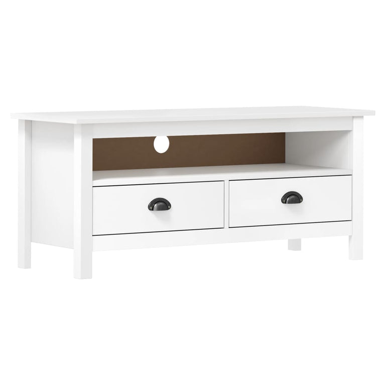 Tv-meubel Hill 110x40x47 cm massief grenenhout wit