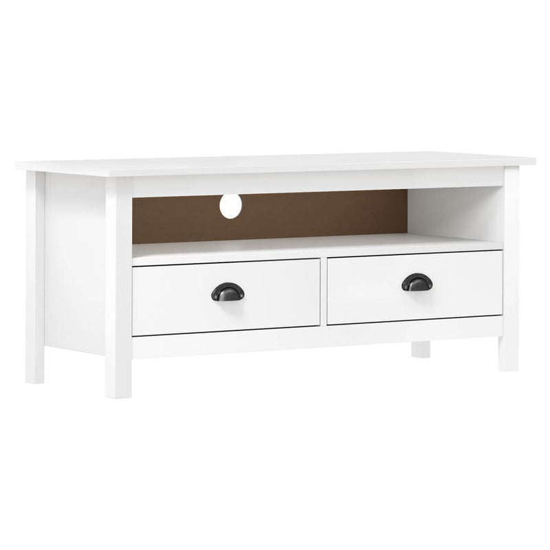 Tv-meubel Hill 110x40x47 cm massief grenenhout wit