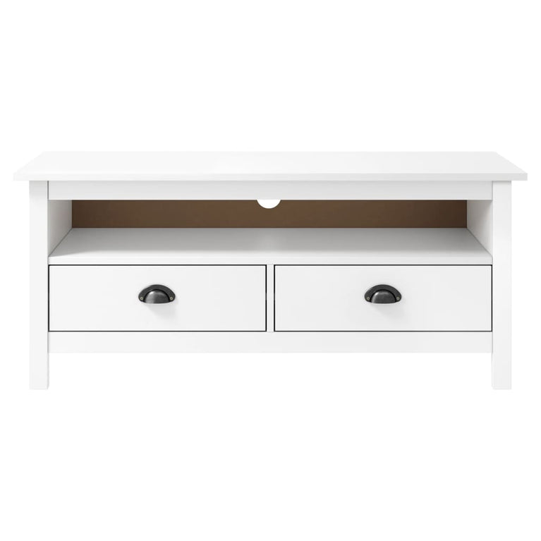 Tv-meubel Hill 110x40x47 cm massief grenenhout wit