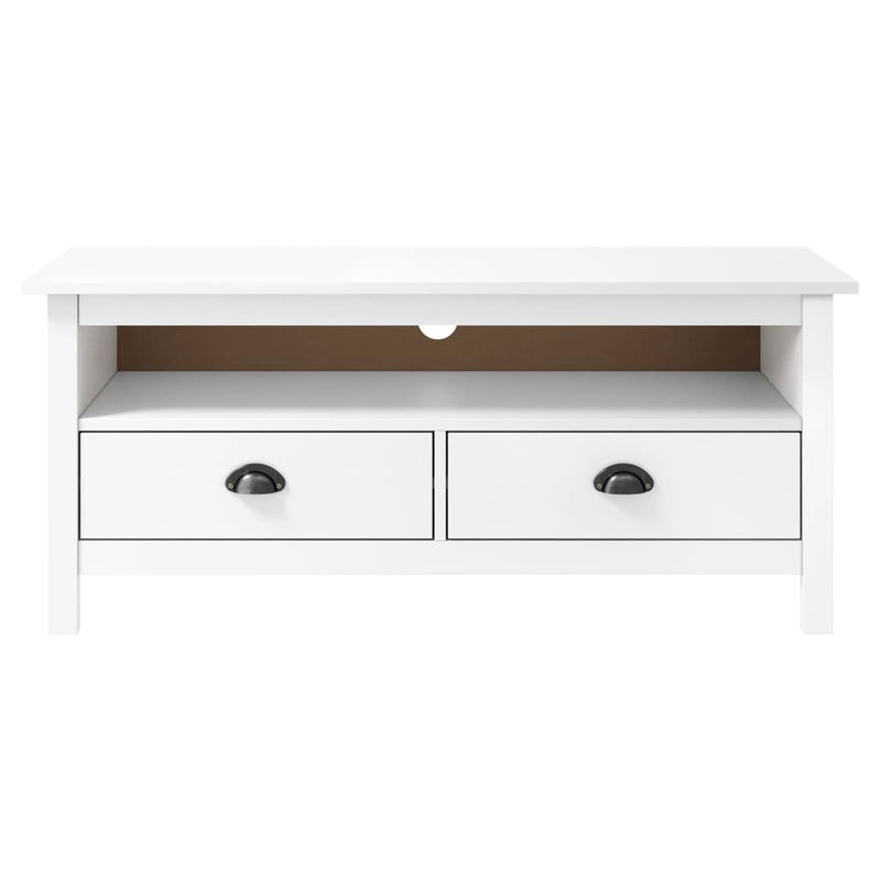Tv-meubel Hill 110x40x47 cm massief grenenhout wit