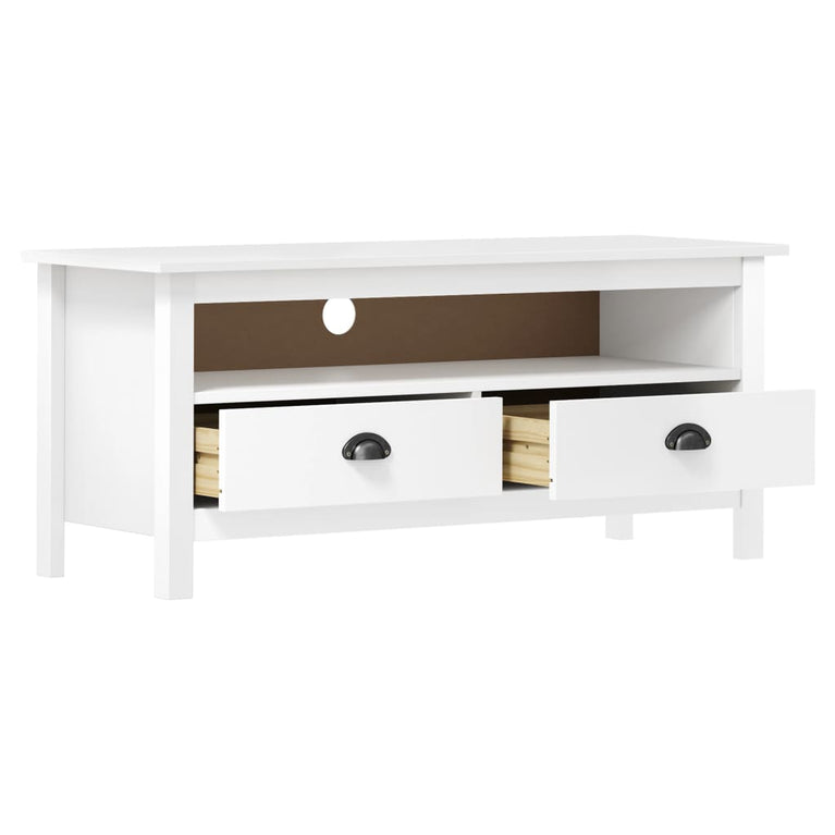 Tv-meubel Hill 110x40x47 cm massief grenenhout wit