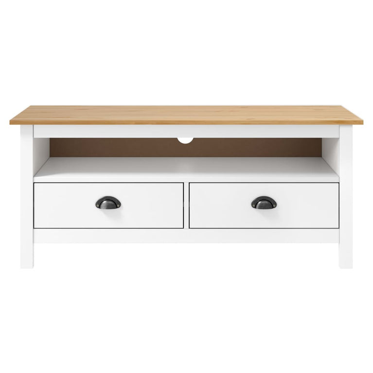 Tv-meubel Hill 110x40x47 cm massief grenenhout wit