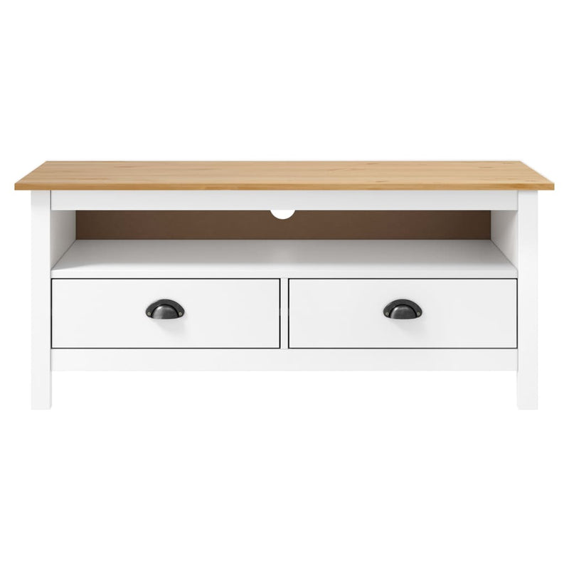 Tv-meubel Hill 110x40x47 cm massief grenenhout wit