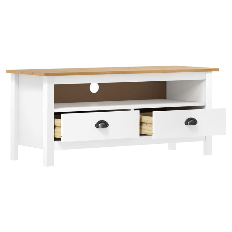 Tv-meubel Hill 110x40x47 cm massief grenenhout wit