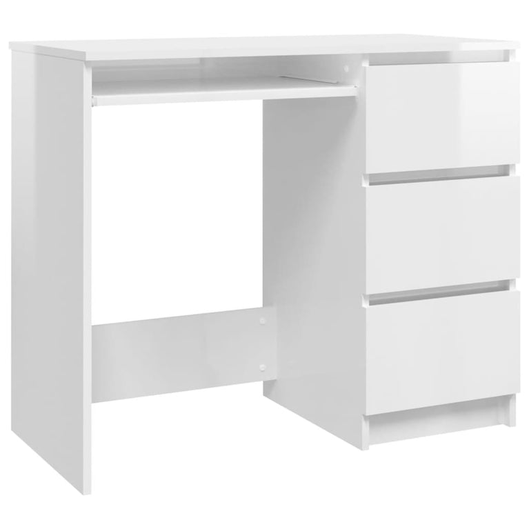 Bureau 90x45x76 cm spaanplaat hoogglans wit