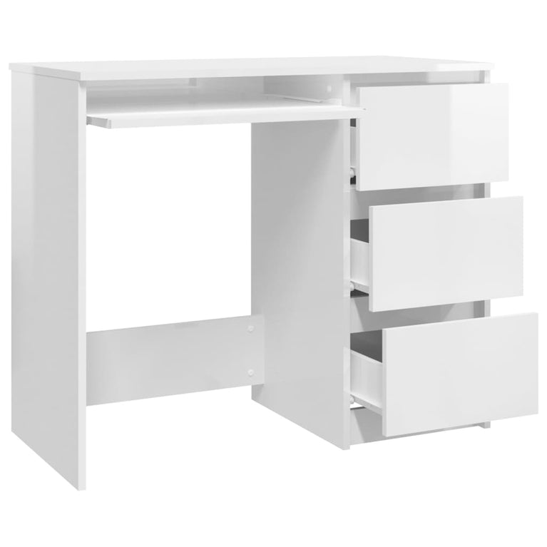 Bureau 90x45x76 cm spaanplaat hoogglans wit