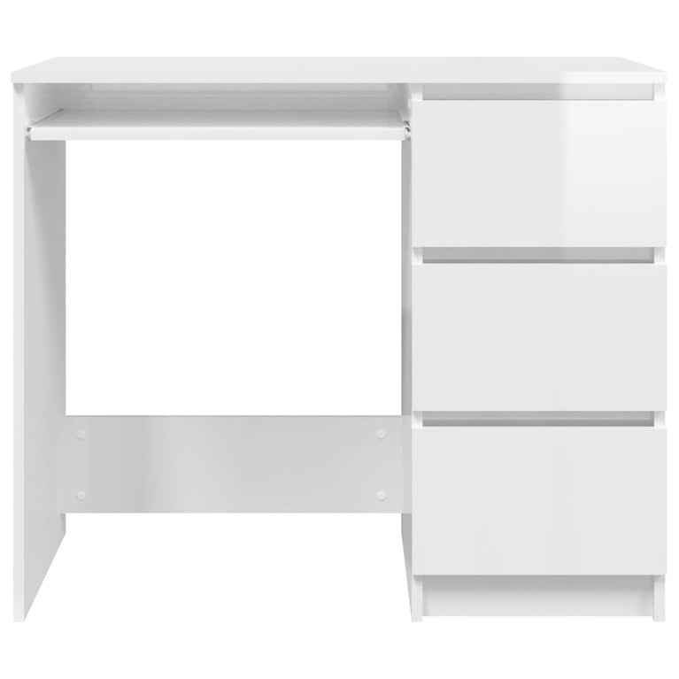 Bureau 90x45x76 cm spaanplaat hoogglans wit