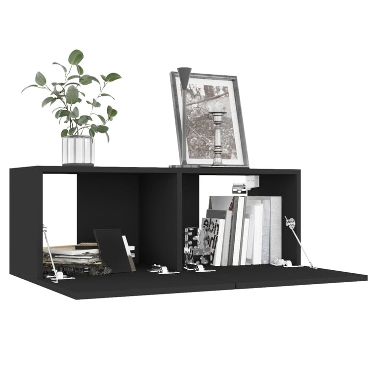 Tv-meubel 80x30x30 cm bewerkt hout zwart