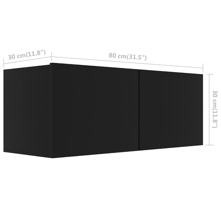 Tv-meubel 80x30x30 cm bewerkt hout zwart