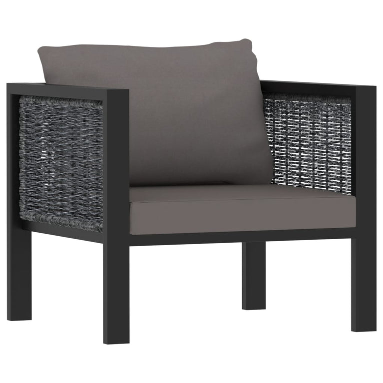 10-delige Loungeset met kussens poly rattan antraciet