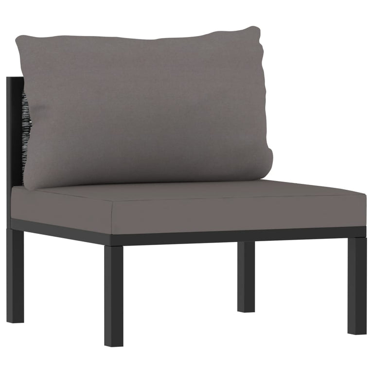 10-delige Loungeset met kussens poly rattan antraciet