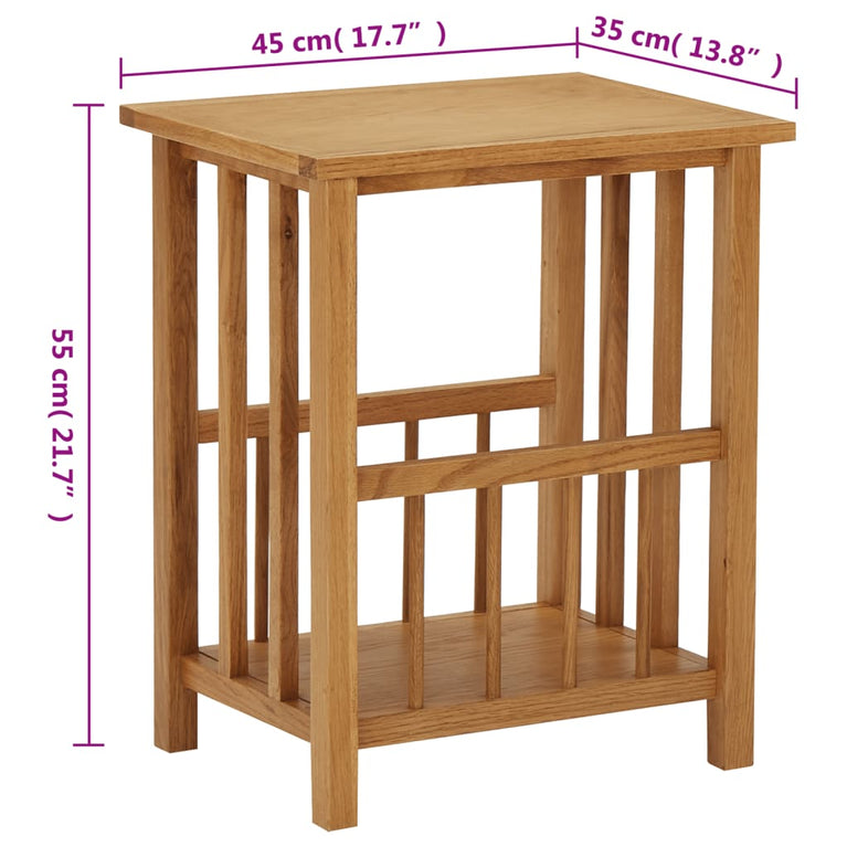 Bijzettafel 45x35x55 cm massief eikenhout