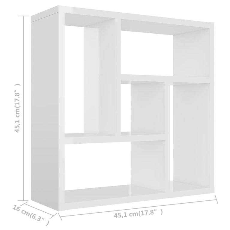 Wandschap 45,1x16x45,1 cm spaanplaat hoogglans wit