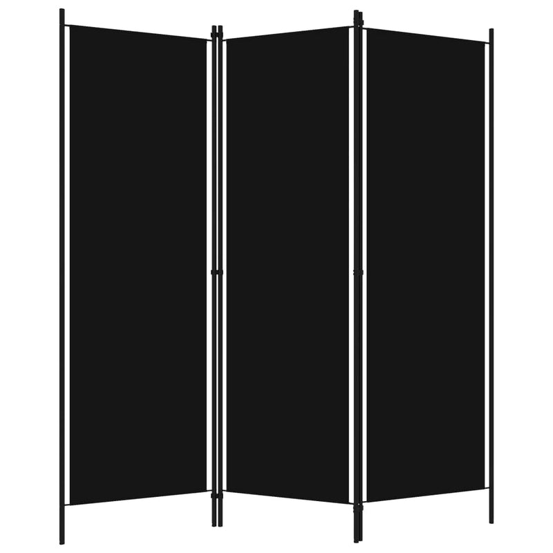 Kamerscherm met 3 panelen 150x180 cm zwart