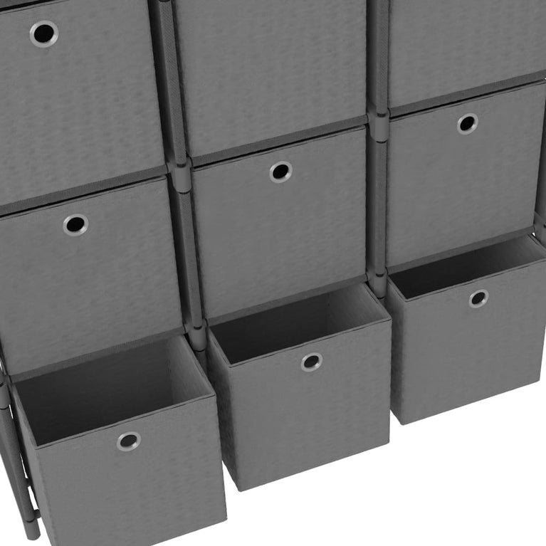 Kast met 12 vakken met boxen 103x30x141 cm stof grijs