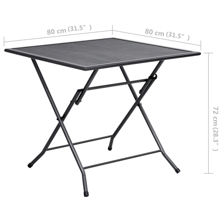 Klaptafel gaas 80x80x72 cm staal antraciet
