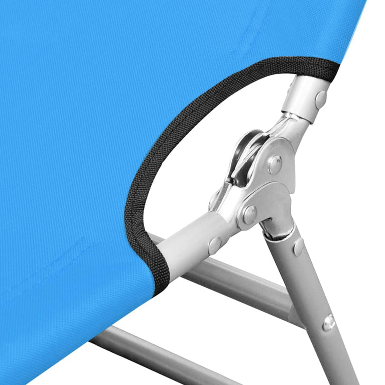 Ligbed inklapbaar met hoofdkussen staal turquoiseblauw