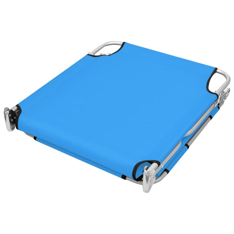 Ligbed inklapbaar met hoofdkussen staal turquoiseblauw