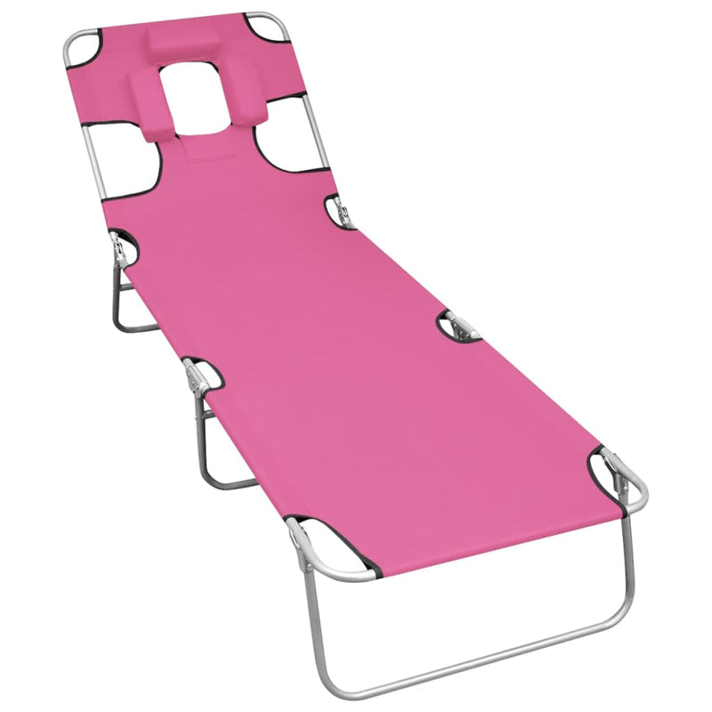 Ligbed inklapbaar met hoofdkussen staal magenta
