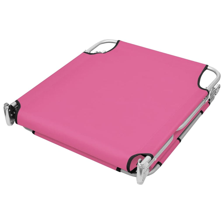 Ligbed inklapbaar met hoofdkussen staal magenta