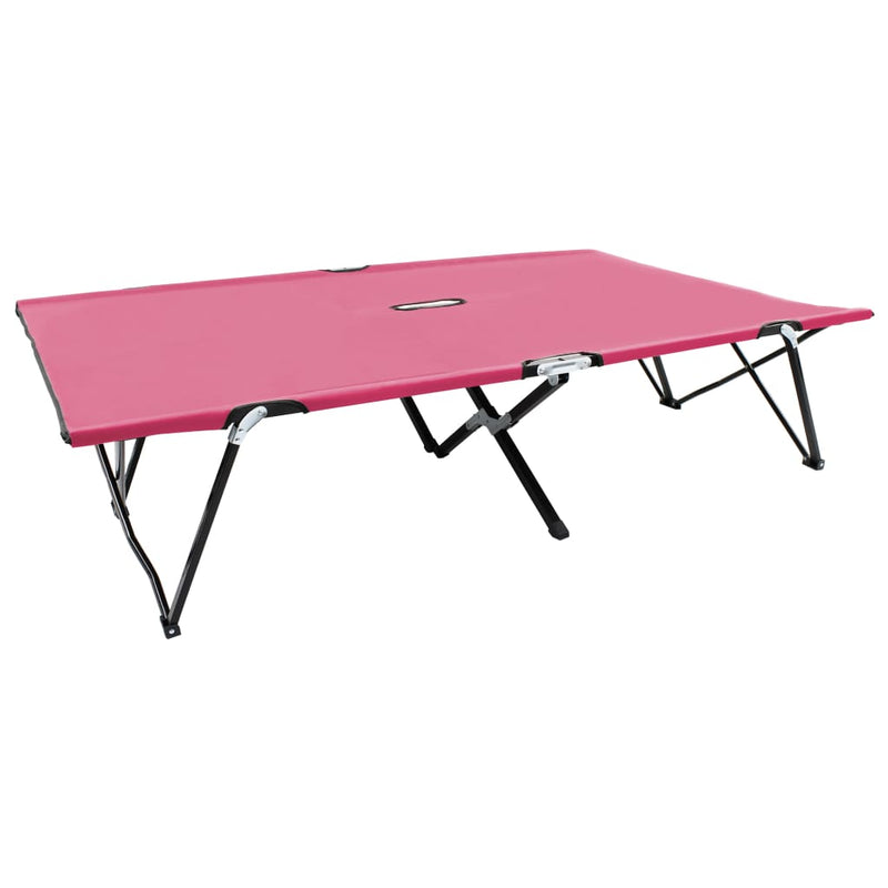 Ligbed 2-persoons inklapbaar staal roze