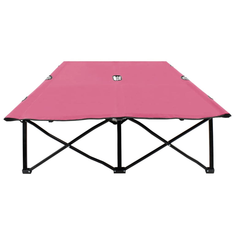 Ligbed 2-persoons inklapbaar staal roze