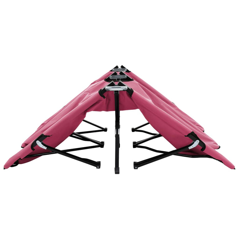 Ligbed 2-persoons inklapbaar staal roze