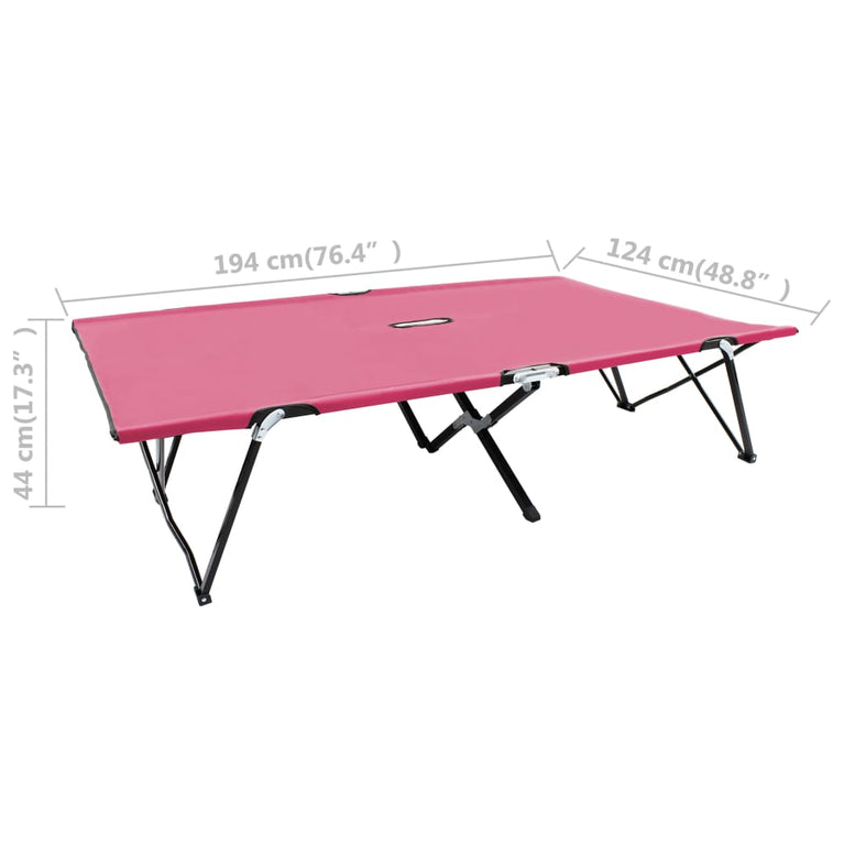Ligbed 2-persoons inklapbaar staal roze